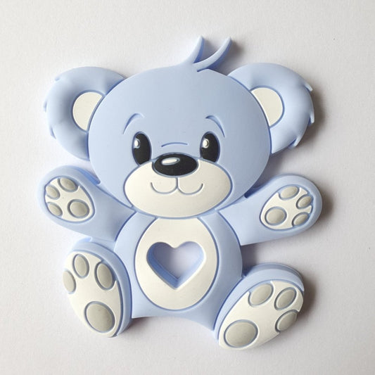 Silicone Bear Teether - Pastel Blue - Hey Beadly