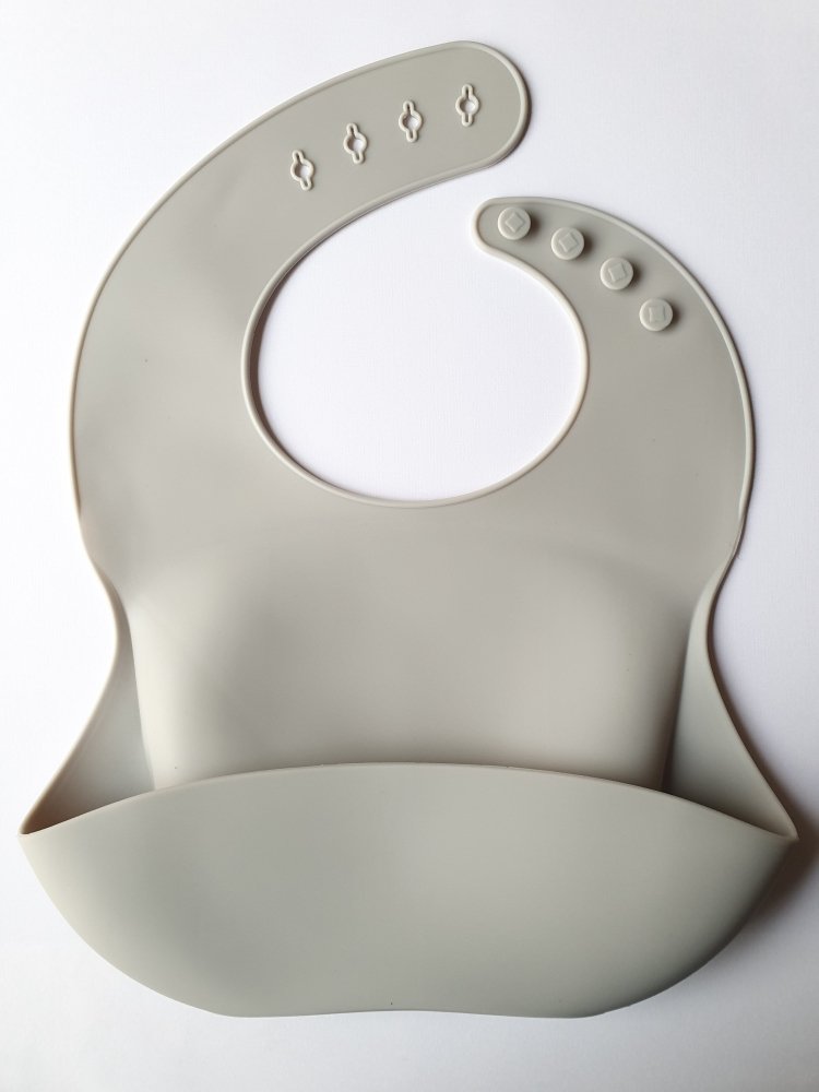 Silicone Bib - Light Grey - Hey Beadly