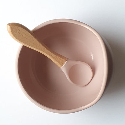 Silicone Bowl and Spoon - Dusty Pink - Hey Beadly