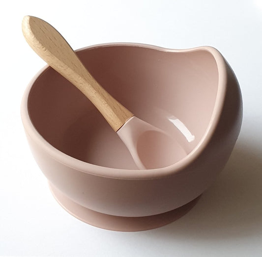 Silicone Bowl and Spoon - Dusty Pink - Hey Beadly