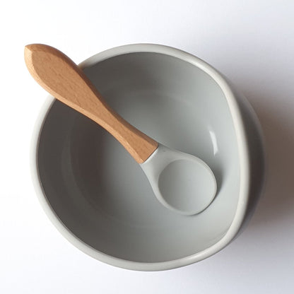 Silicone Bowl and Spoon - Light Grey - Hey Beadly