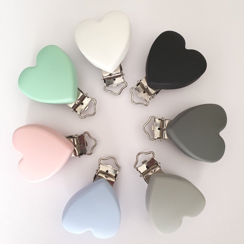 Silicone Heart Pacifier Clips - Hey Beadly