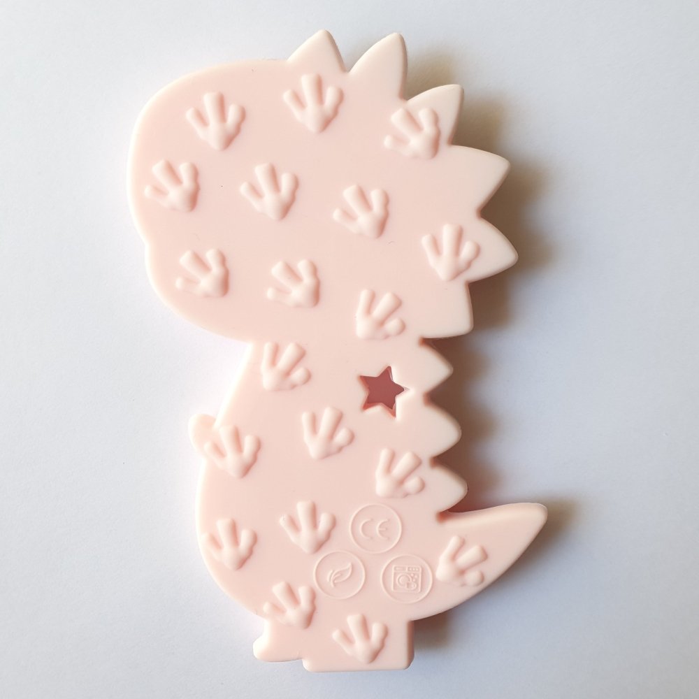 Silicone T-Rex Dinosaur Teether - Pink - Hey Beadly