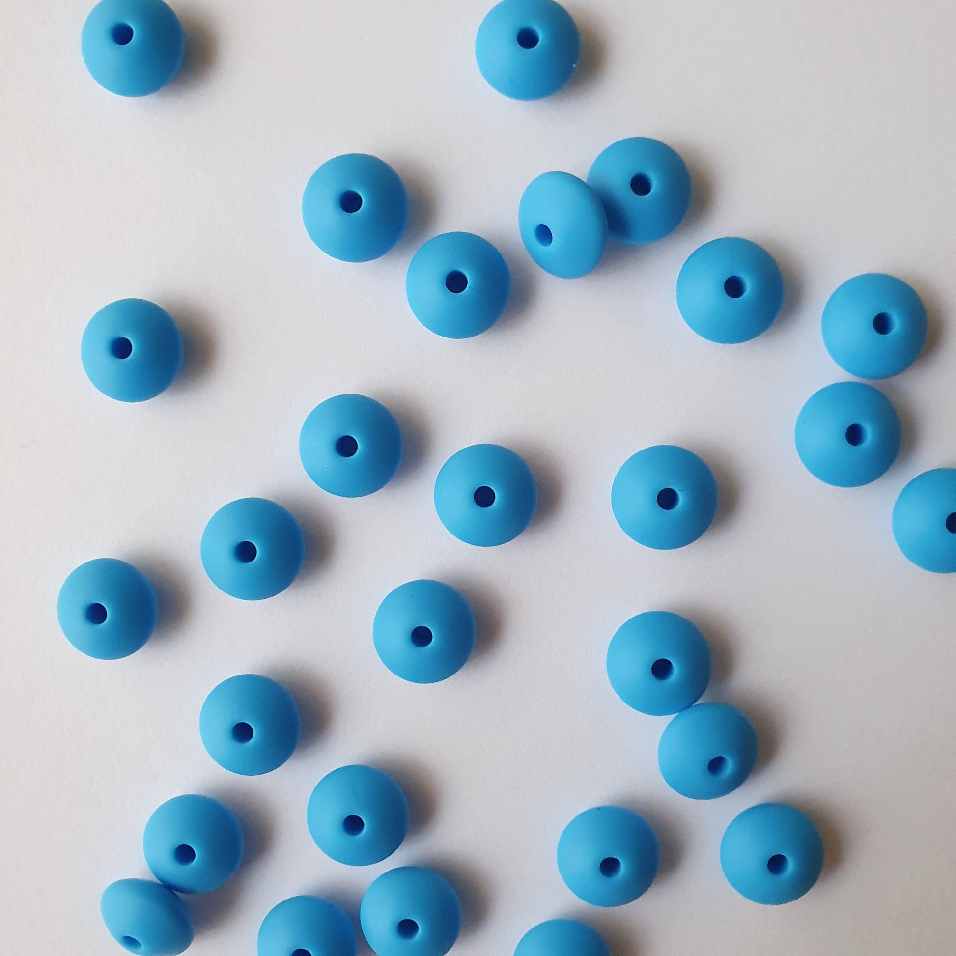 sky blue lentil silicone beads