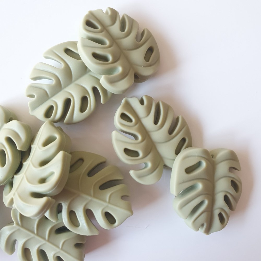 Small Monstera Leaf Silicone Beads - Hey Beadly