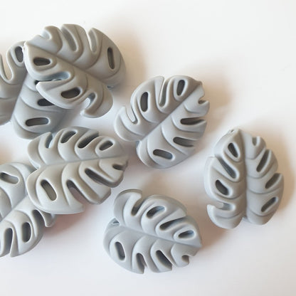 Small Monstera Leaf Silicone Beads - Hey Beadly