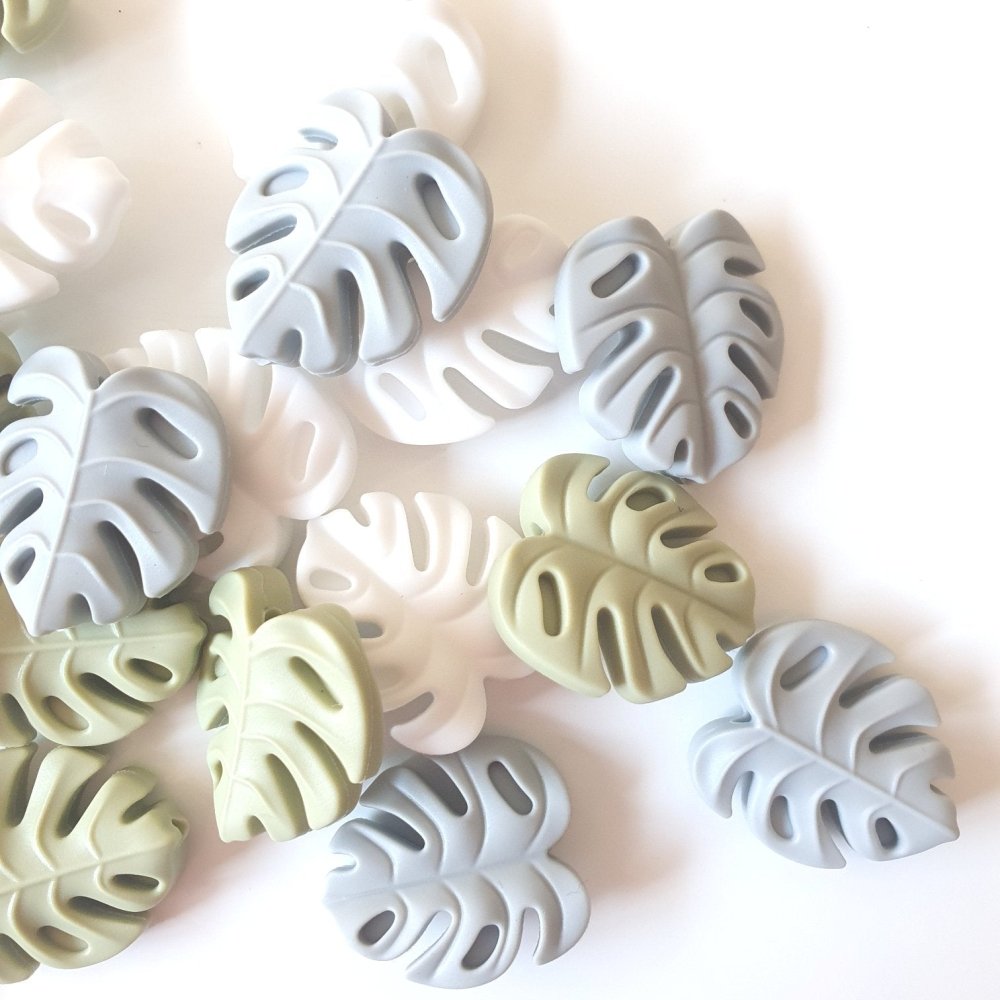 Small Monstera Leaf Silicone Beads - Hey Beadly