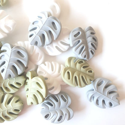 Small Monstera Leaf Silicone Beads - Hey Beadly