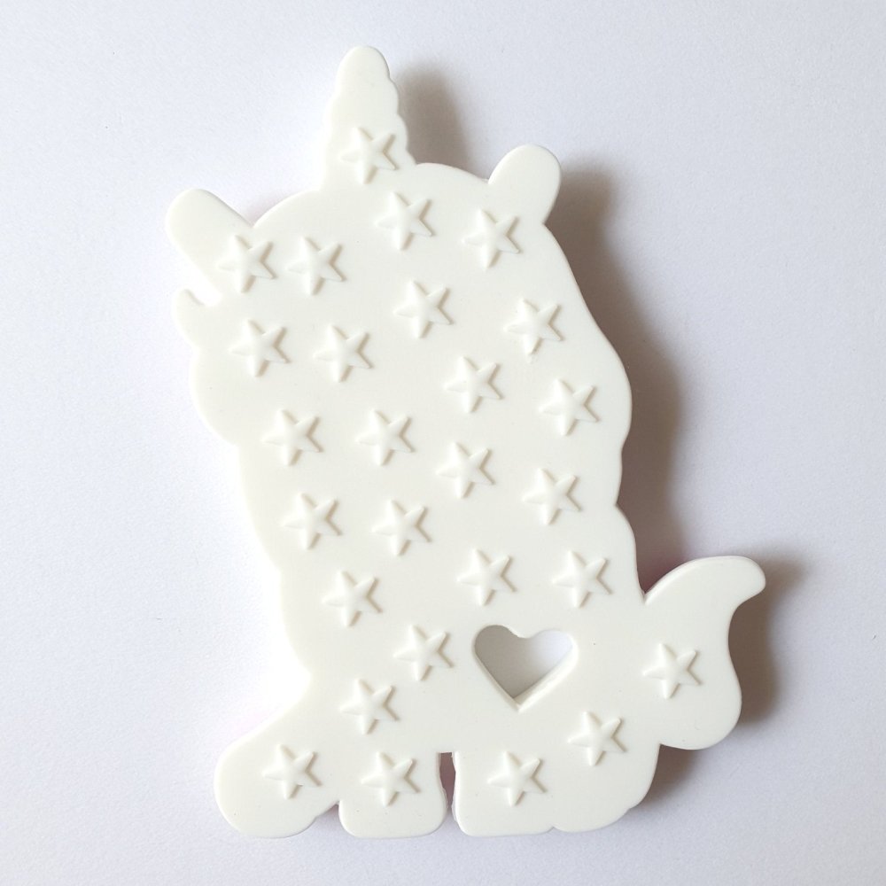 Unicorn Silicone Teether - Grey - Hey Beadly