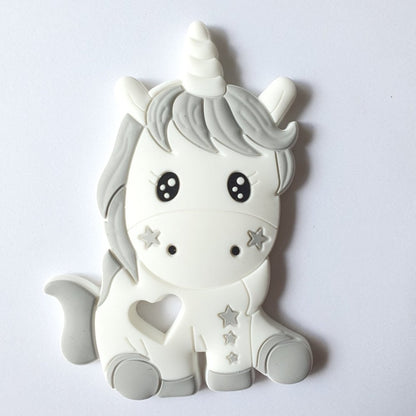 Unicorn Silicone Teether - Grey - Hey Beadly