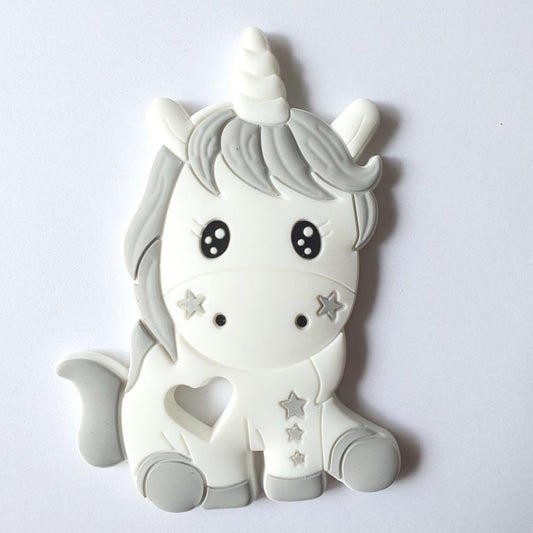 Unicorn Silicone Teether - Grey - Hey Beadly