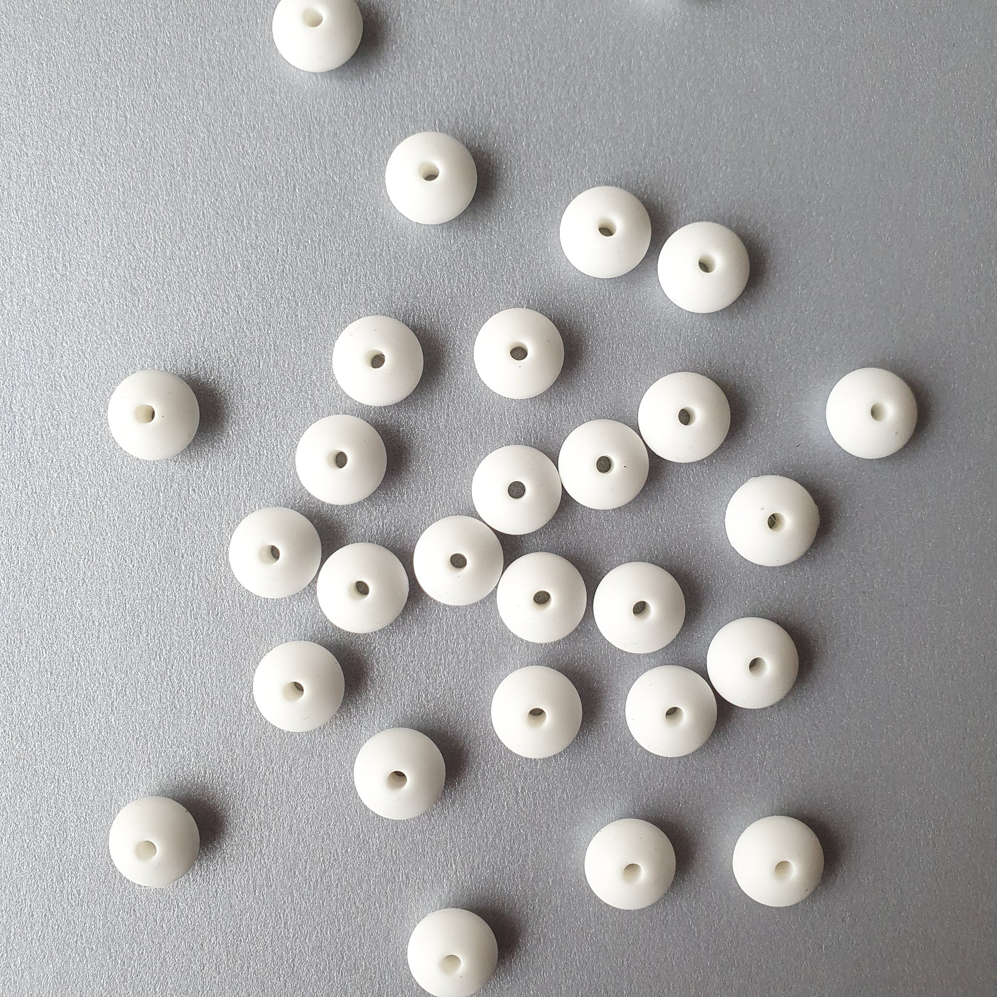 white lentil silicone beads
